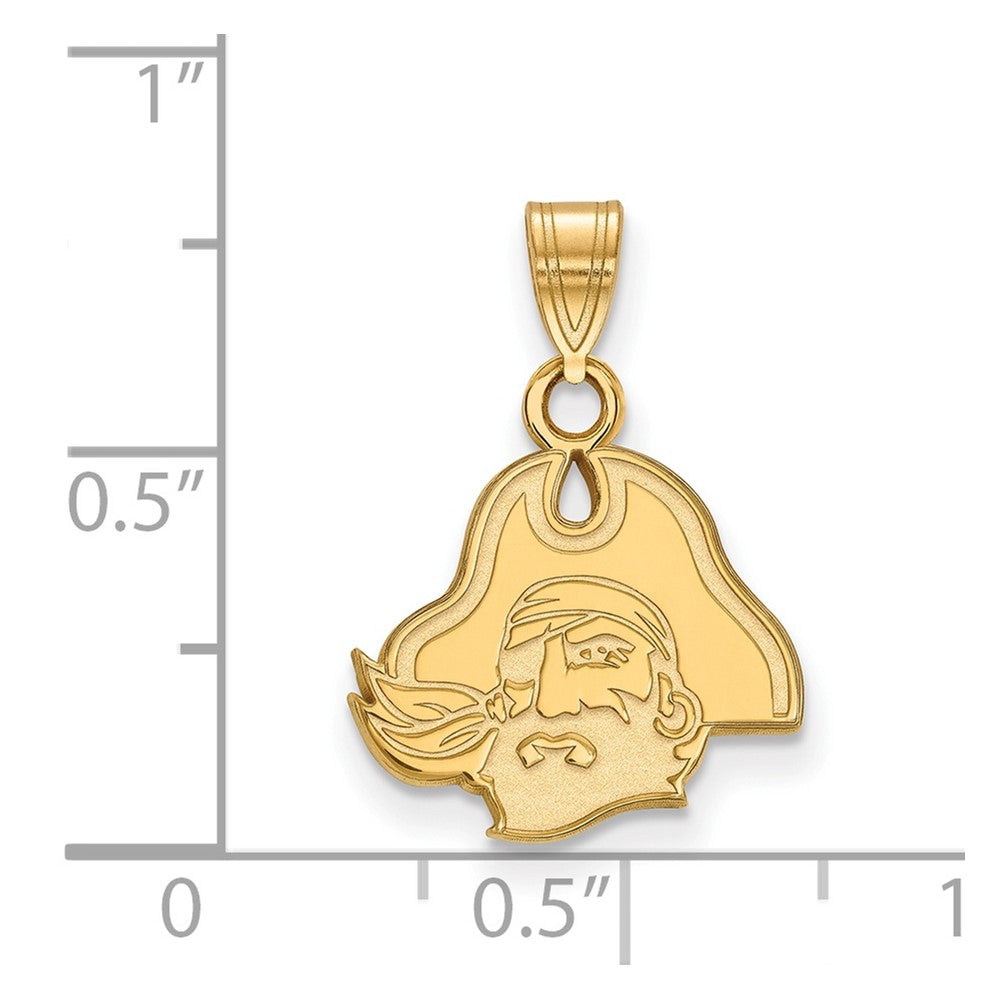 14K Yellow Gold Logoart East Carolina University Pirate Small Pendant
