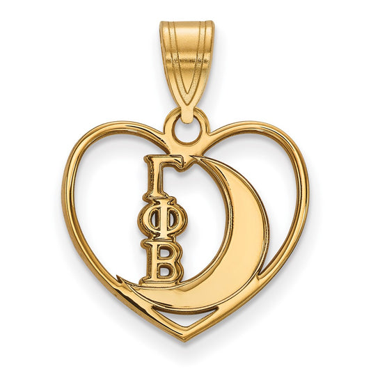 Gold Plated Sterling Silver Logoart Gamma Phi Beta Sorority Symbol Heart Pendant