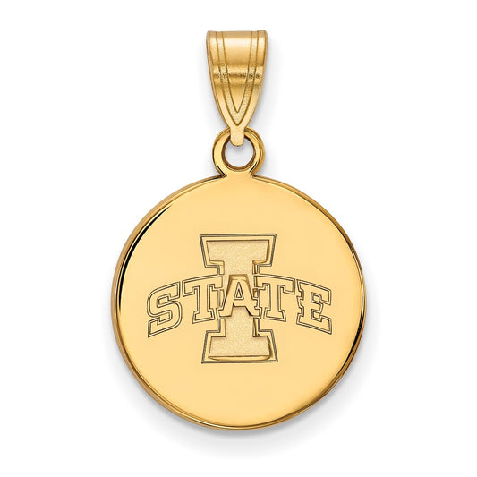 Gold Plated Sterling Silver Logoart Iowa State University Medium Disc Pendant
