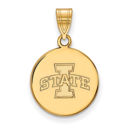 10K Yellow Gold Logoart Iowa State University Medium Disc Pendant