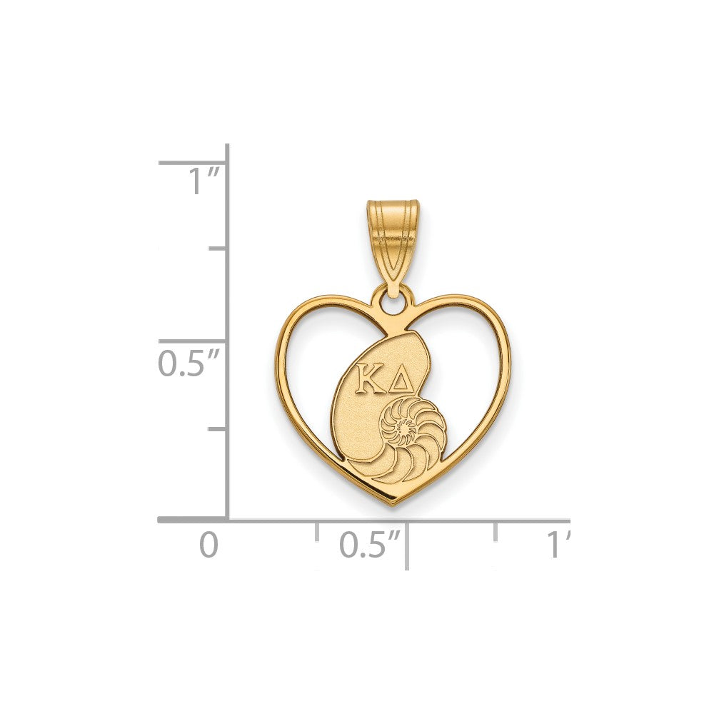 Gold Plated Sterling Silver Logoart Kappa Delta Sorority Symbol Heart Pendant