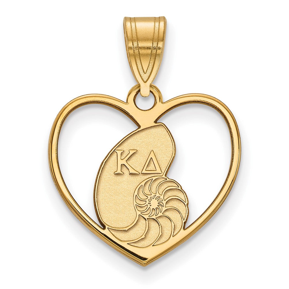 Gold Plated Sterling Silver Logoart Kappa Delta Sorority Symbol Heart Pendant