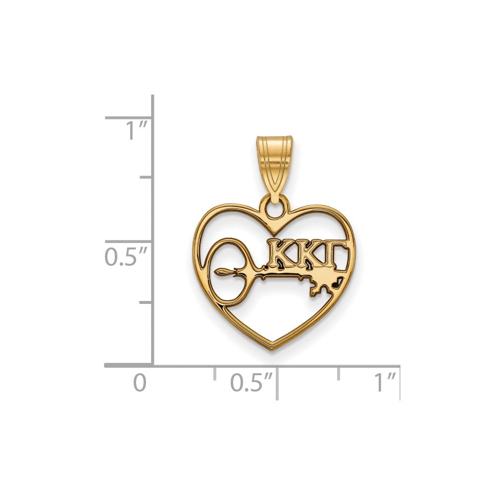 Gold Plated Sterling Silver Logoart Kappa Gamma Sorority Symbol Heart Pendant