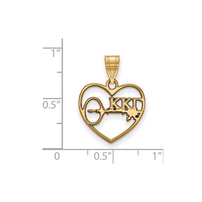 Gold Plated Sterling Silver Logoart Kappa Gamma Sorority Symbol Heart Pendant