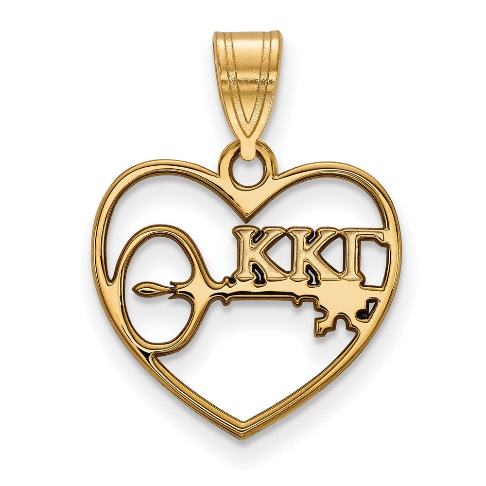 Gold Plated Sterling Silver Logoart Kappa Gamma Sorority Symbol Heart Pendant