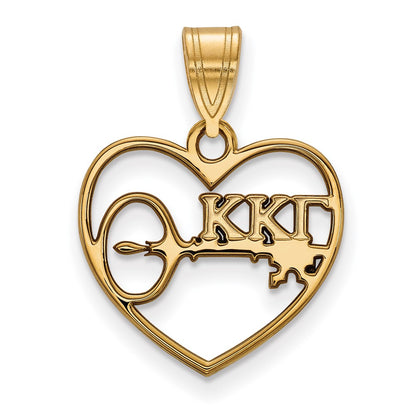 Gold Plated Sterling Silver Logoart Kappa Gamma Sorority Symbol Heart Pendant