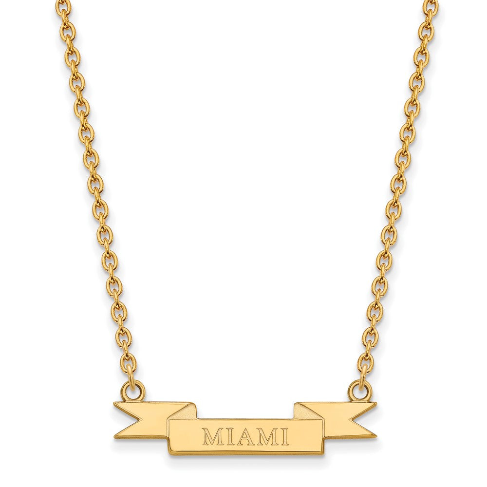 Gold Plated Sterling Silver Logoart Miami University Ohio Small Banner Pendant 18 Inch Necklace