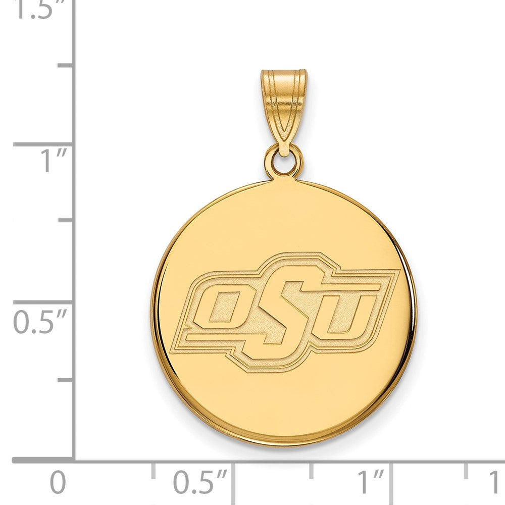 Gold Plated Sterling Silver Logoart Oklahoma State University O S U Large Disc Pendant