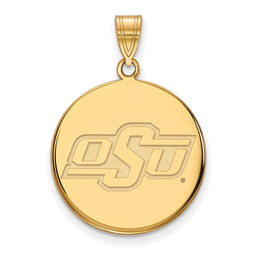 14K Yellow Gold Logoart Oklahoma State University O S U Large Disc Pendant