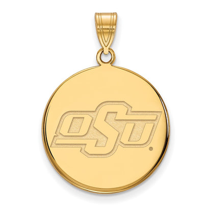 14K Yellow Gold Logoart Oklahoma State University O S U Large Disc Pendant