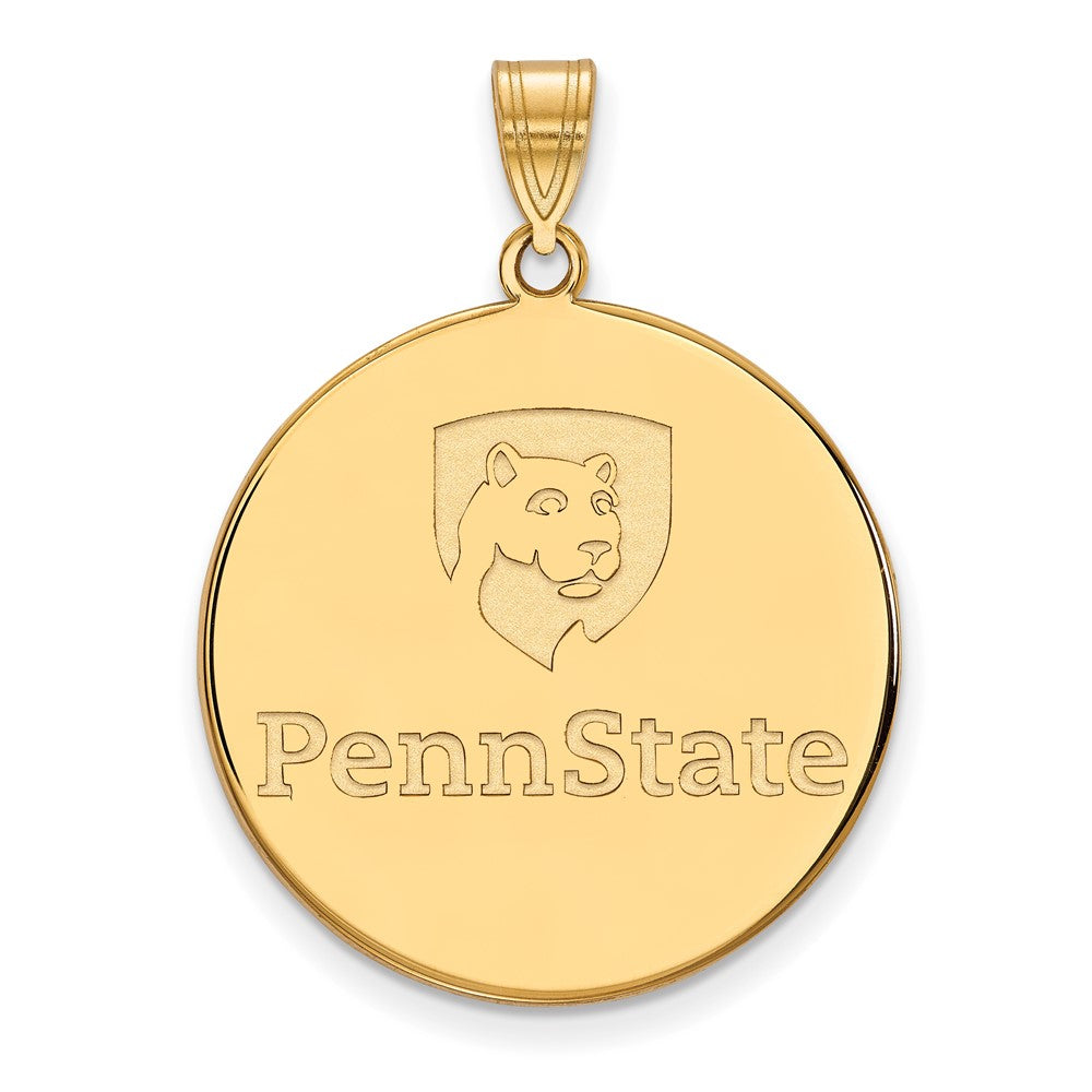 Gold Plated Sterling Silver Logoart Penn State University Extra Large Disc Pendant