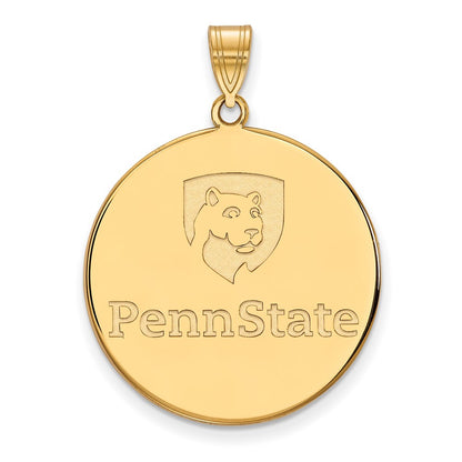Gold Plated Sterling Silver Logoart Penn State University Extra Large Disc Pendant