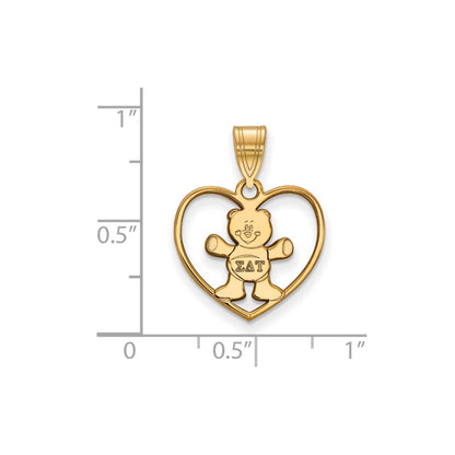 Gold Plated Sterling Silver Logoart Sigma Delta Tau Sorority Symbol Heart Pendant
