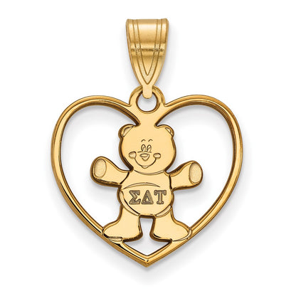 Gold Plated Sterling Silver Logoart Sigma Delta Tau Sorority Symbol Heart Pendant