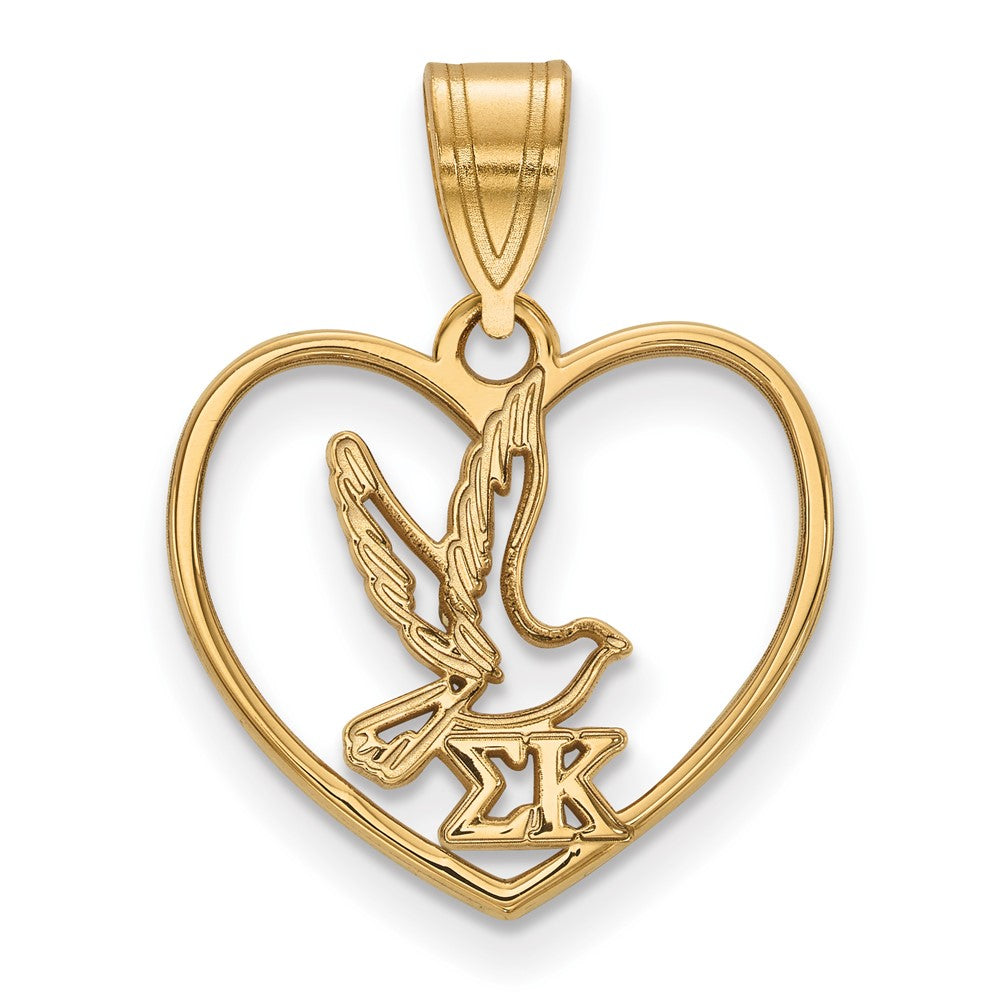 Gold Plated Sterling Silver Logoart Sigma Kappa Sorority Symbol Heart Pendant
