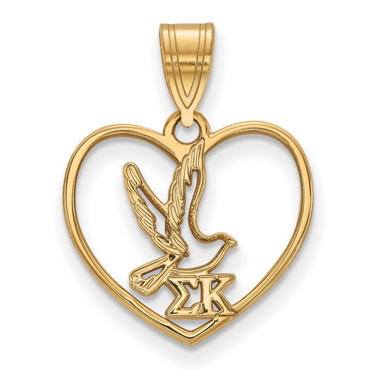 Gold Plated Sterling Silver Logoart Sigma Kappa Sorority Symbol Heart Pendant
