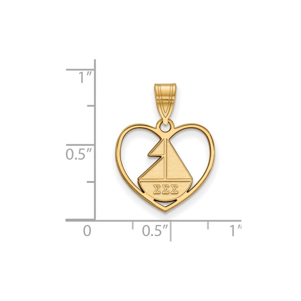 Gold Plated Sterling Silver Logoart Sigma Sorority Symbol Heart Pendant