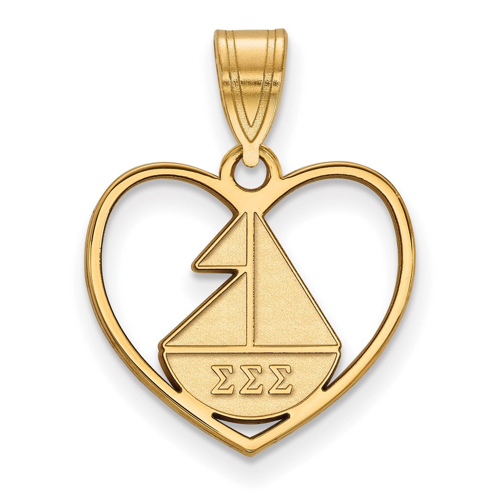 Gold Plated Sterling Silver Logoart Sigma Sorority Symbol Heart Pendant