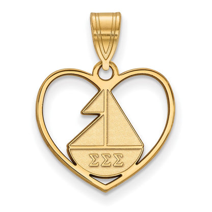 Gold Plated Sterling Silver Logoart Sigma Sorority Symbol Heart Pendant