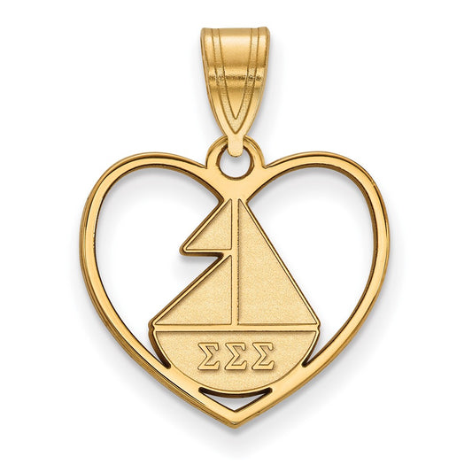 Gold Plated Sterling Silver Logoart Sigma Sorority Symbol Heart Pendant