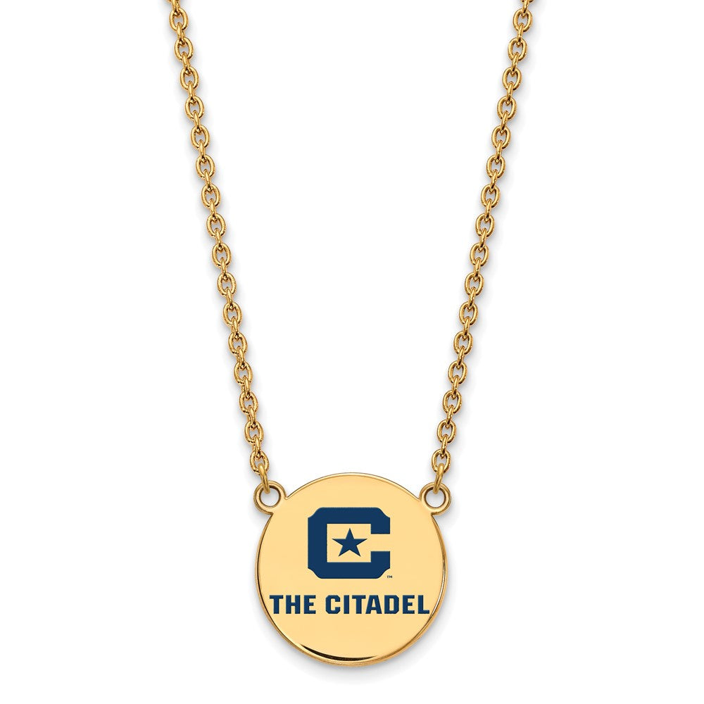 Gold Plated Sterling Silver Gp Logoart The Citadel Large Enamel Pendant Necklace