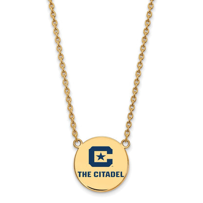 Gold Plated Sterling Silver Gp Logoart The Citadel Large Enamel Pendant Necklace