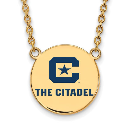 Gold Plated Sterling Silver Gp Logoart The Citadel Large Enamel Pendant Necklace