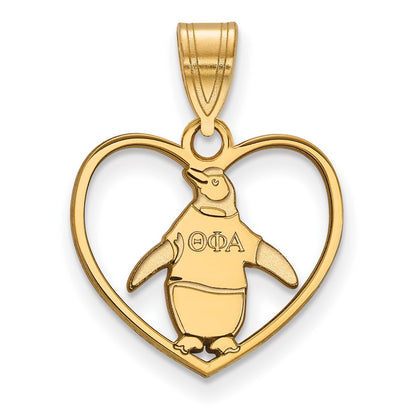 Gold Plated Sterling Silver Logoart Theta Phi Alpha Sorority Symbol Heart Pendant