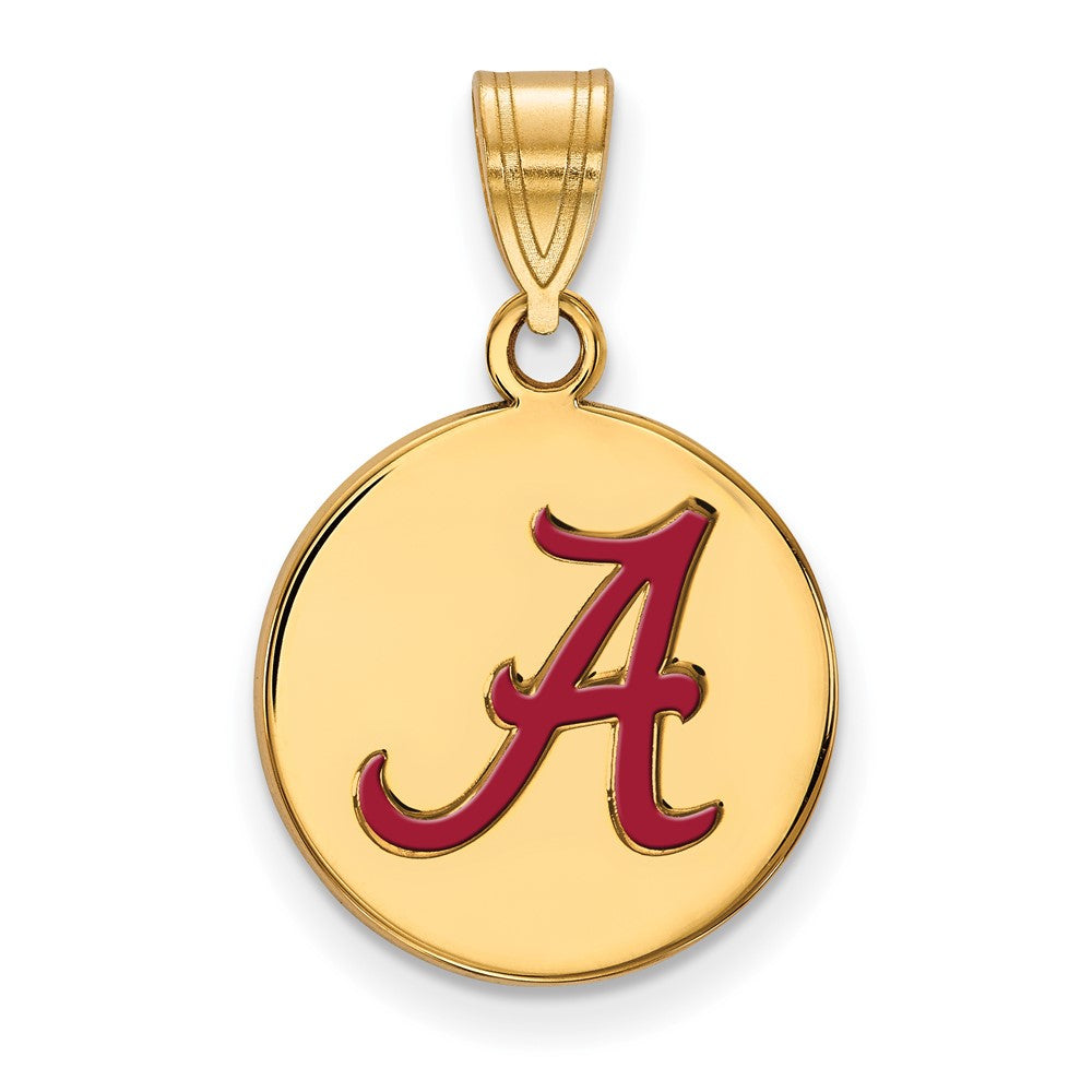 Gold Plated Sterling Silver Logoart University Of Alabama Letter A Medium Enameled Disc Pendant