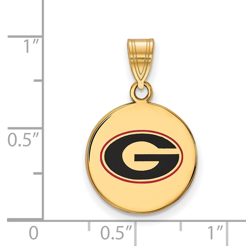 Gold Plated Sterling Silver Logoart University Of Georgia Letter G Medium Enameled Disc Pendant