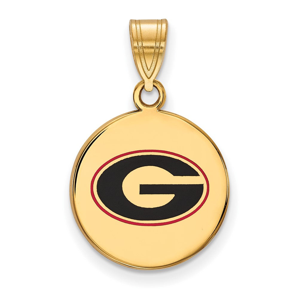Gold Plated Sterling Silver Logoart University Of Georgia Letter G Medium Enameled Disc Pendant