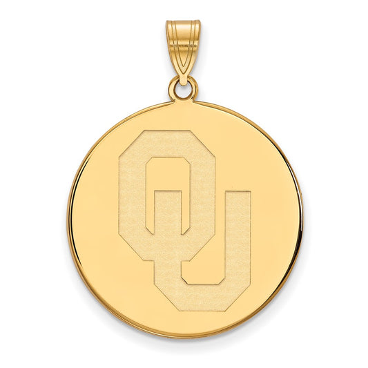 10K Yellow Gold Logoart University Of Oklahoma O U Extra Large Disc Pendant