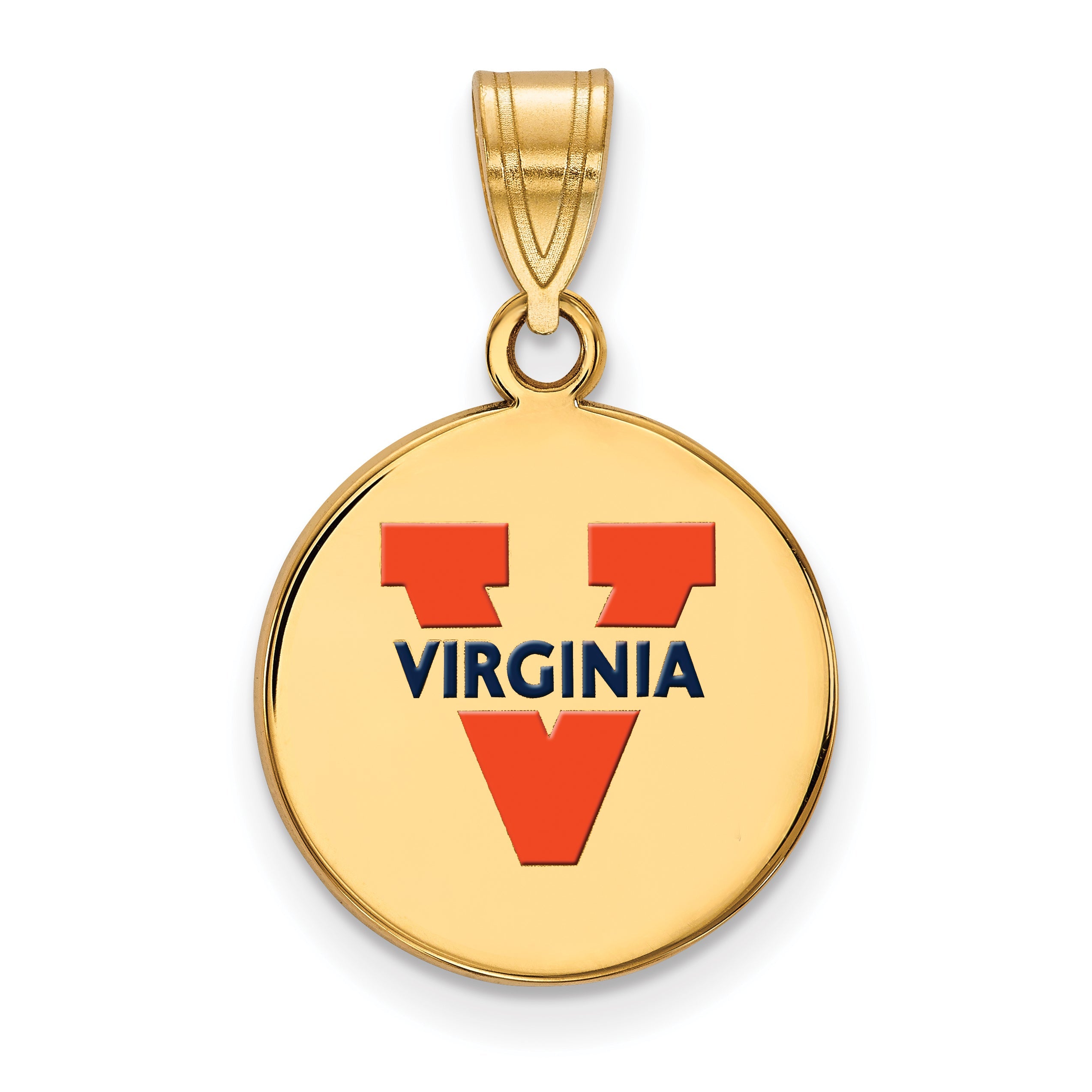 Gold Plated Sterling Silver Logoart University Of Virginia Medium Enameled Disc Pendant