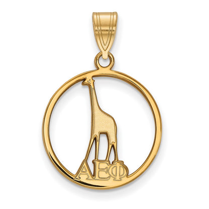 Gold Plated Sterling Silver Logoart Alpha Epsilon Phi Sorority Symbol Small Circle Pendant
