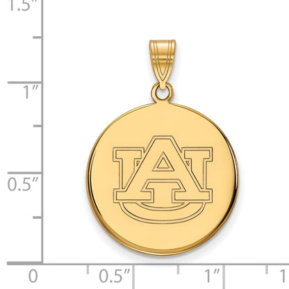Gold Plated Sterling Silver Logoart Auburn University Large Disc Pendant