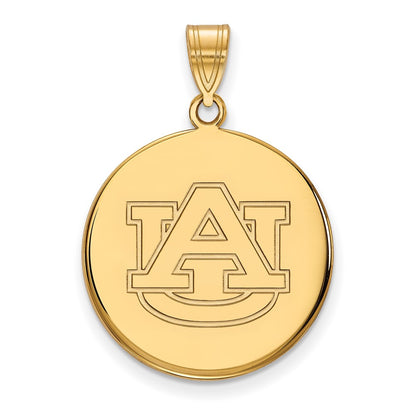 14K Yellow Gold Logoart Auburn University Large Disc Pendant