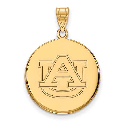14K Yellow Gold Logoart Auburn University Large Disc Pendant