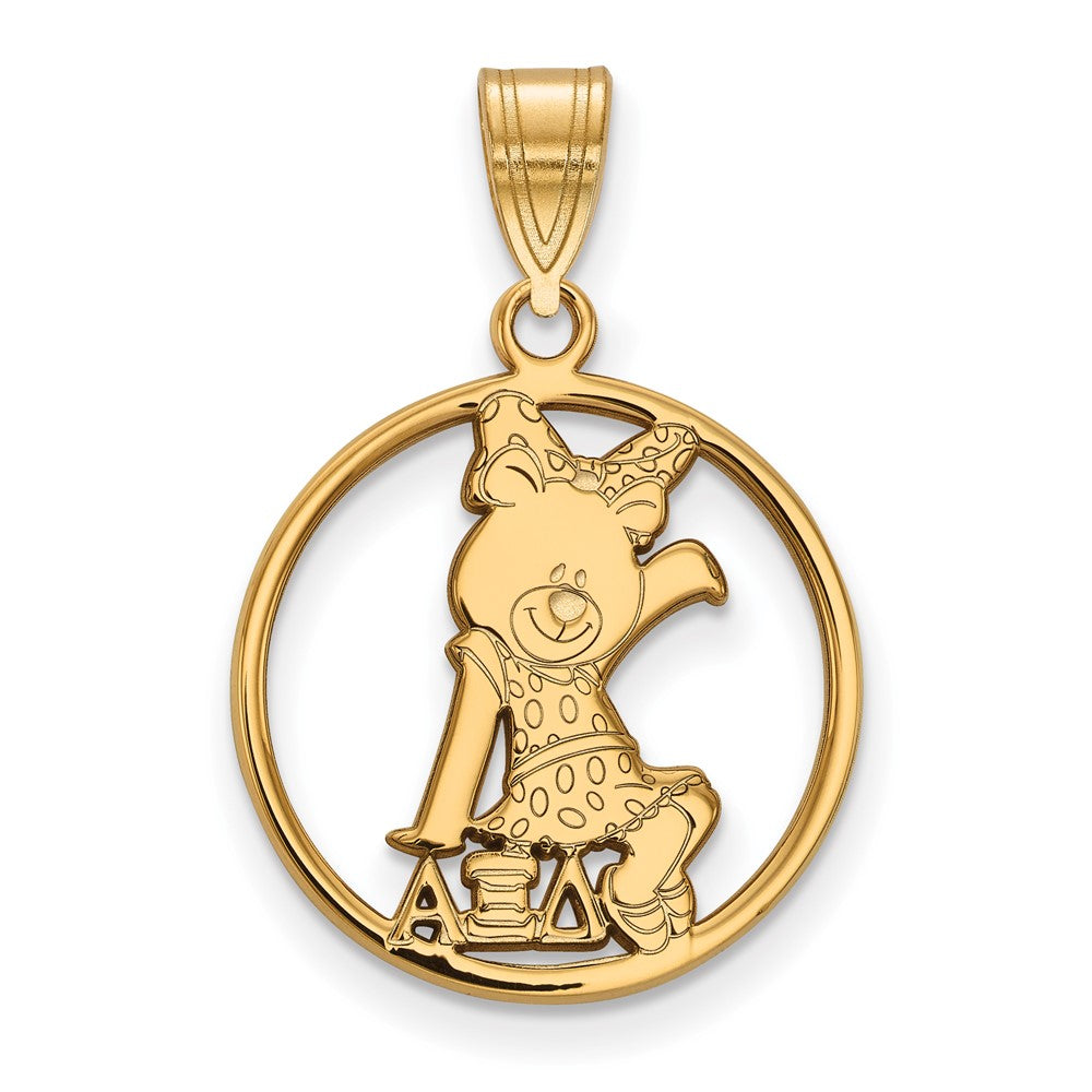 Gold Plated Sterling Silver Logoart Alpha Xi Delta Sorority Symbol Medium Circle Pendant