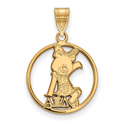 Gold Plated Sterling Silver Logoart Alpha Xi Delta Sorority Symbol Medium Circle Pendant