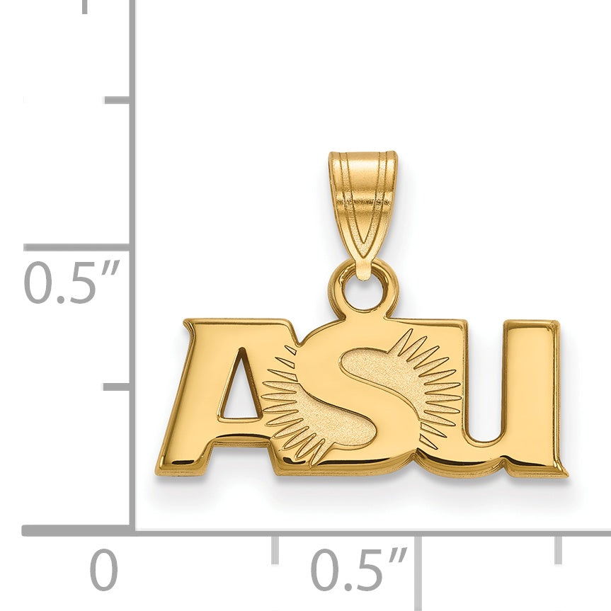 Gold Plated Sterling Silver Logoart Arizona State University A S U Small Pendant