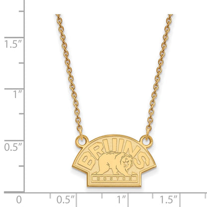 Gold Plated Sterling Silver Nhl Logoart Boston Bruins Small Pendant 18 Inch Necklace