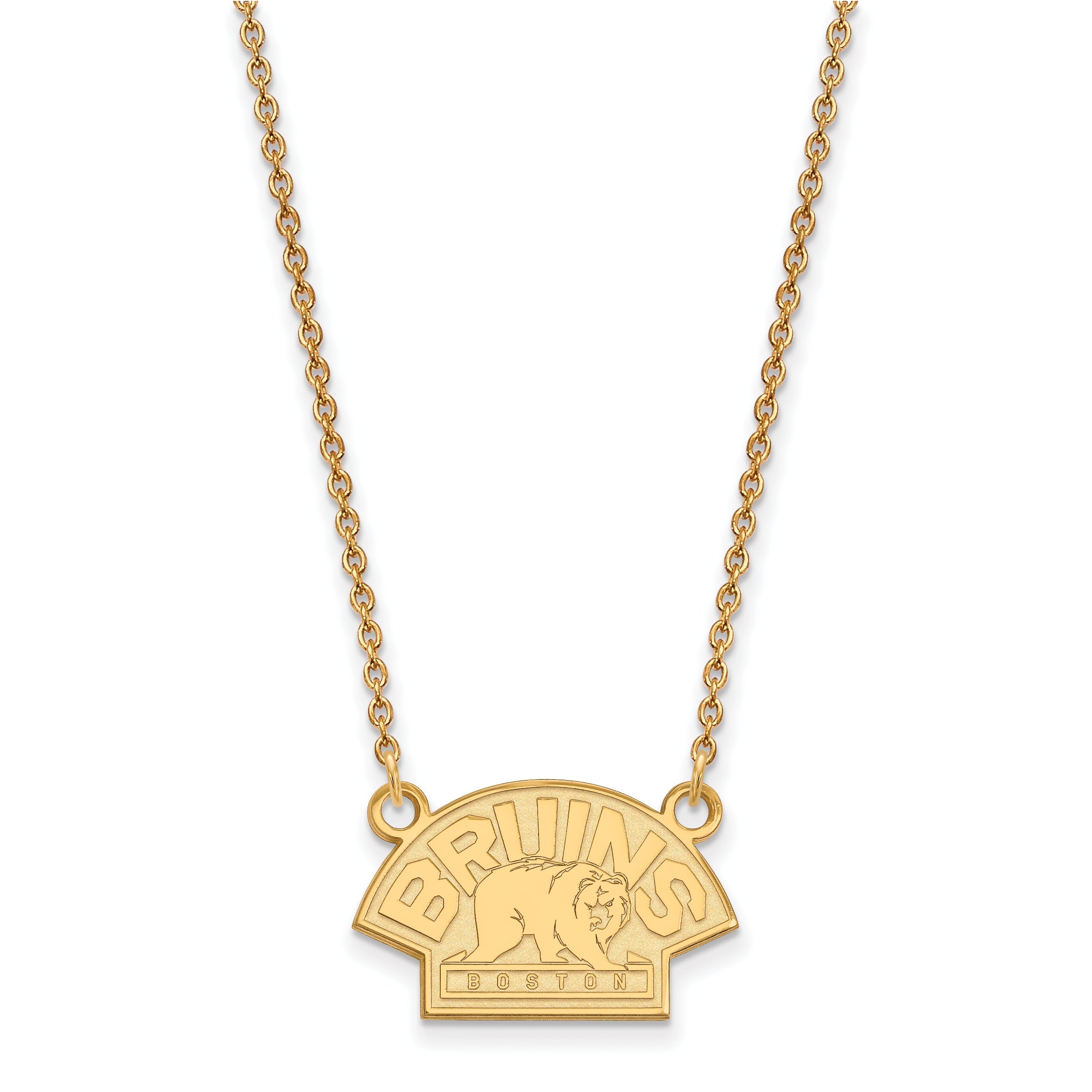14K Yellow Gold Nhl Logoart Boston Bruins Small Pendant 18 Inch Necklace
