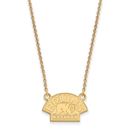 Gold Plated Sterling Silver Nhl Logoart Boston Bruins Small Pendant 18 Inch Necklace