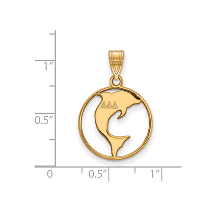 Gold Plated Sterling Silver Logoart Delta Sorority Symbol Medium Circle Pendant