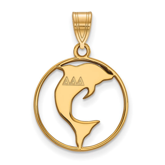 Gold Plated Sterling Silver Logoart Delta Sorority Symbol Medium Circle Pendant