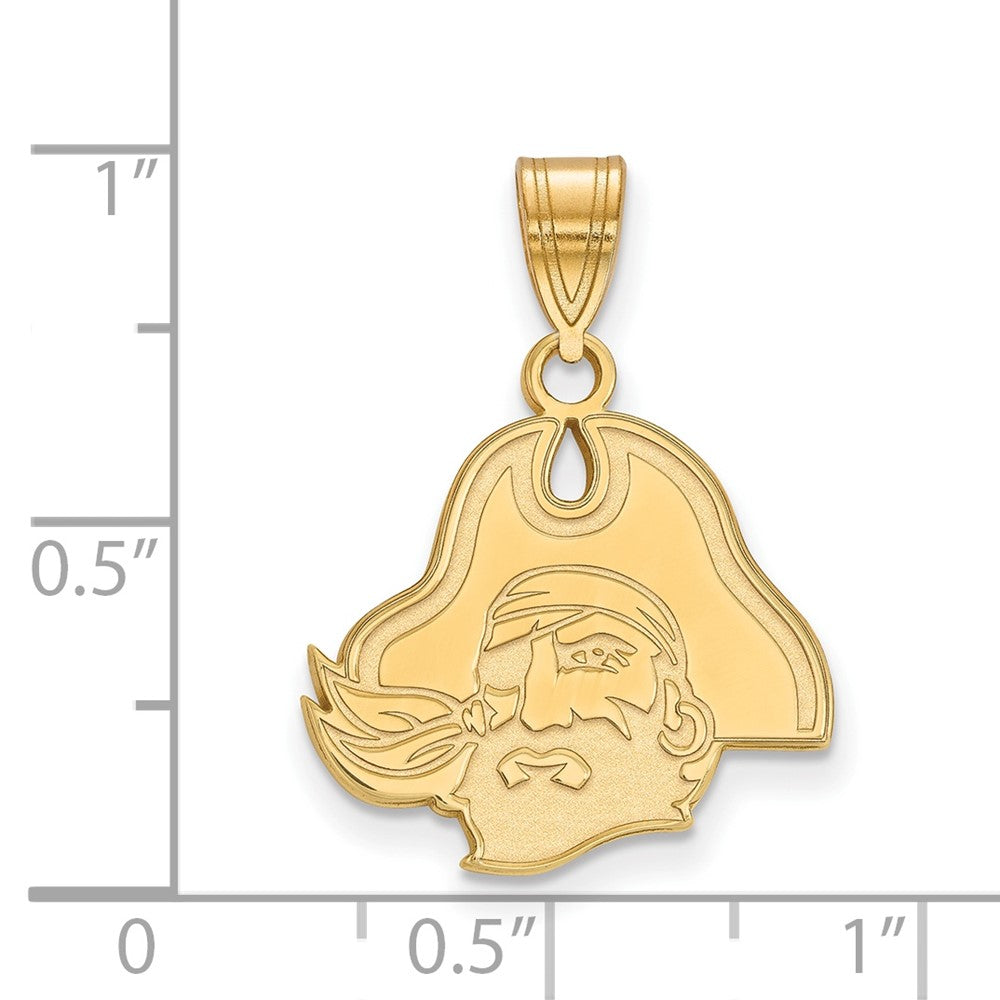 14K Yellow Gold Logoart East Carolina University Pirate Medium Pendant