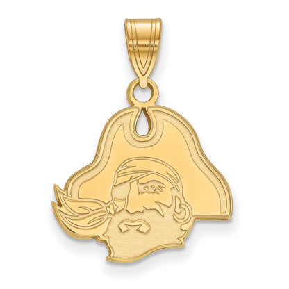 Gold Plated Sterling Silver Logoart East Carolina University Pirate Medium Pendant