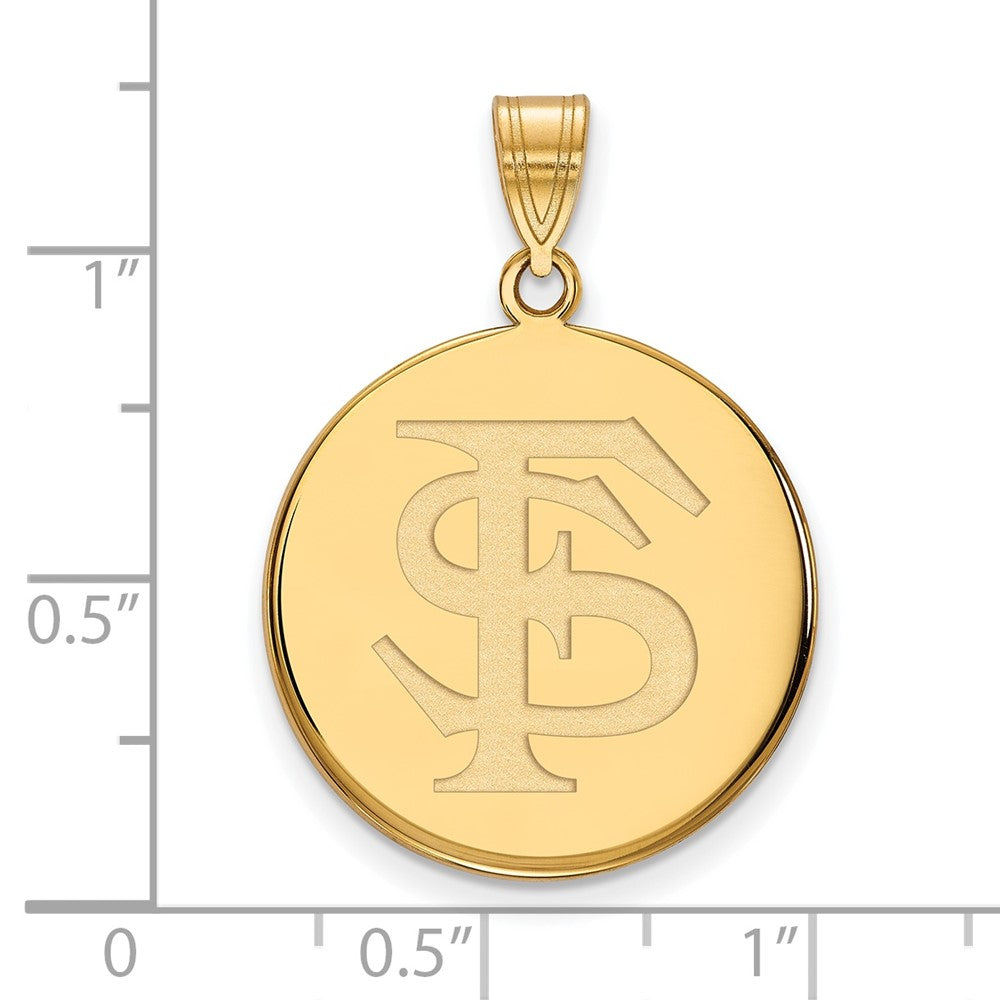 10K Yellow Gold Logoart Florida State University F S Large Disc Pendant