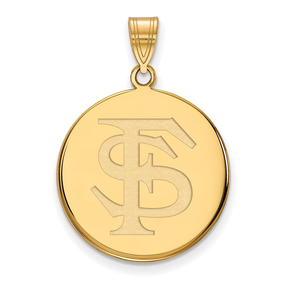 14K Yellow Gold Logoart Florida State University F S Large Disc Pendant