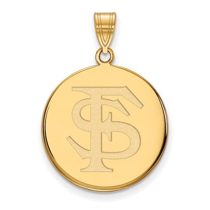 10K Yellow Gold Logoart Florida State University F S Large Disc Pendant